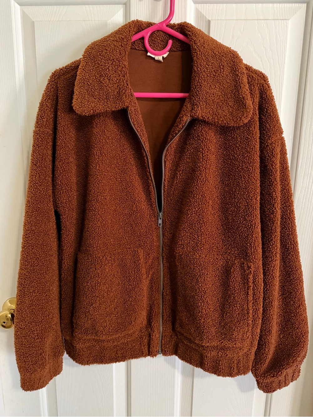 Hem & Thread Sherpa Zip Jacket - Brown